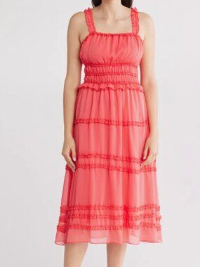 NWT WISHLIST S Ruffle Tiered Midi Sundress in "Rose of Sharon"